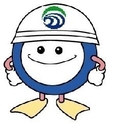 小美玉市のロゴ入りヘルメットをかぶったキャラクターのイラスト