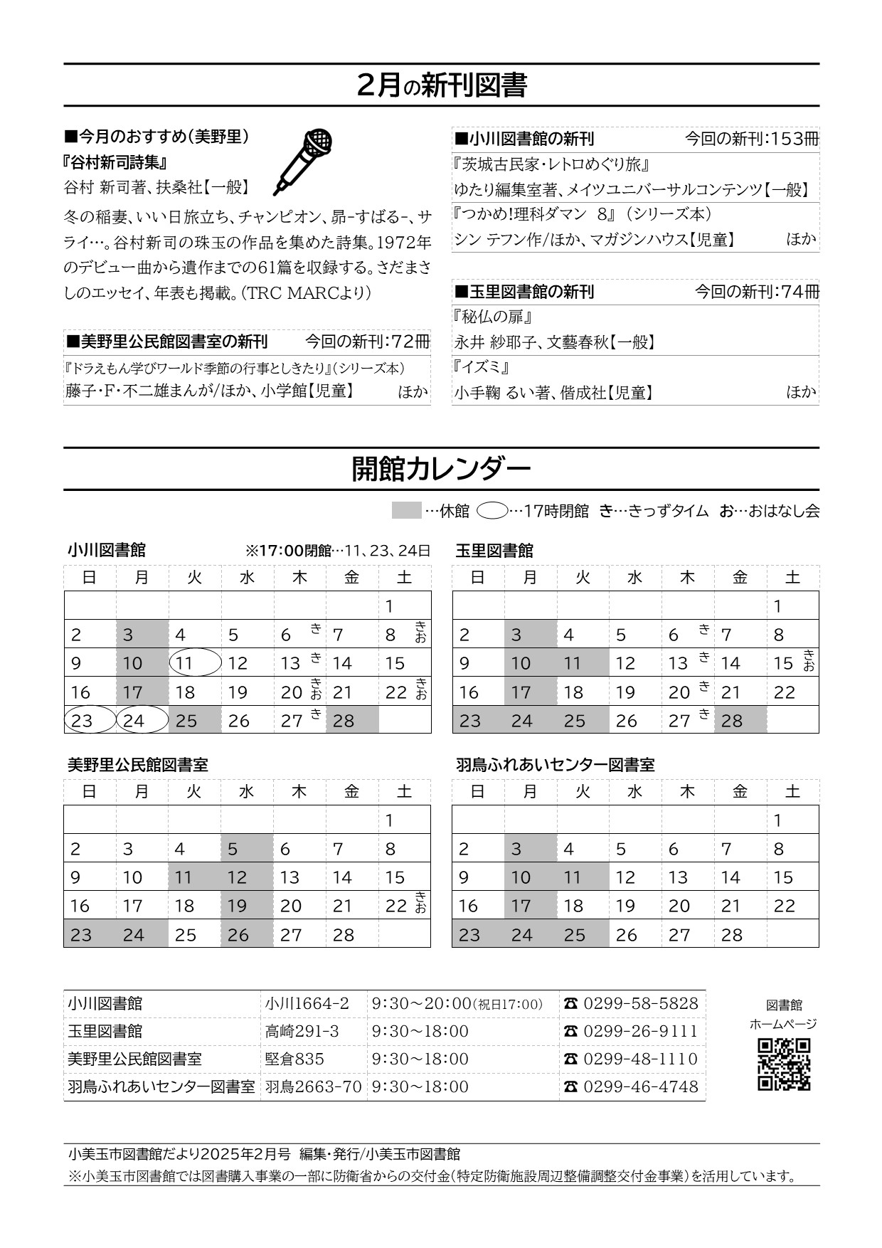 としょかんだより 2025.2月裏の写真