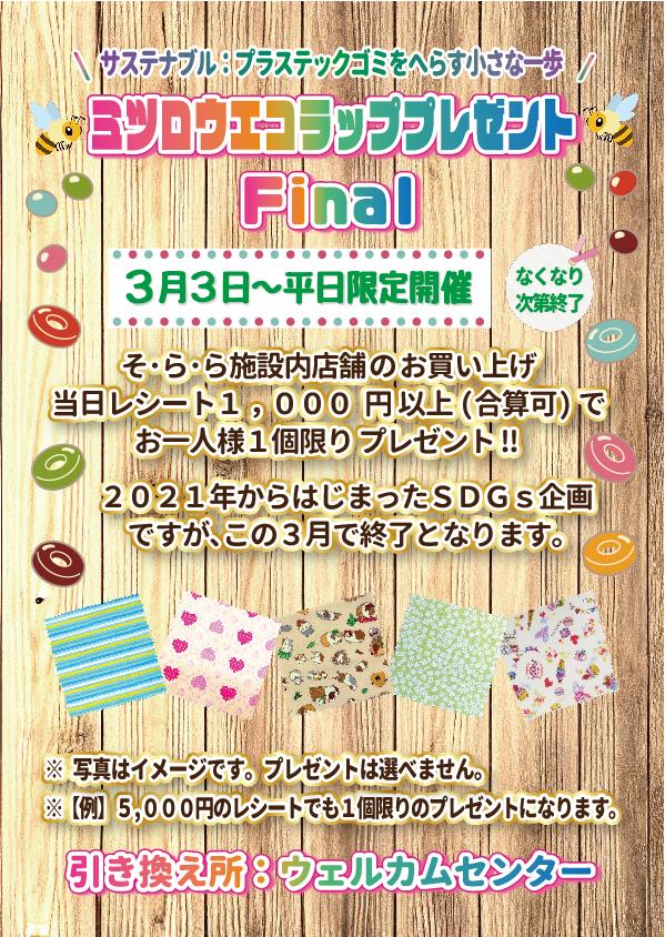 ミツロウエコラッププレゼント25.3月